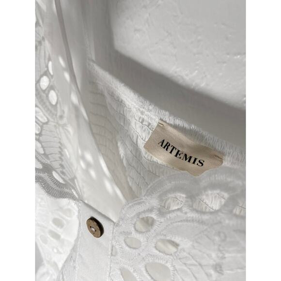 Artemis Women's Peplum Eyelet Top Feminine Flutter Sleeve Lightweight NWT Fairy - Picture 5 of 6